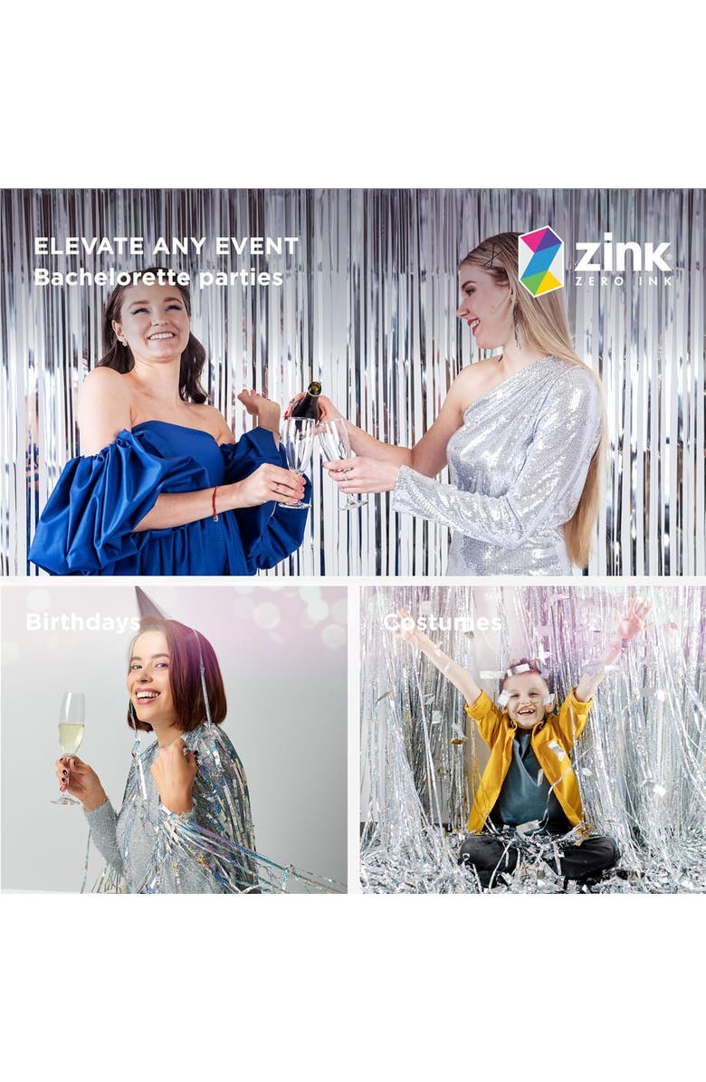 Zink Foil Curtain Backdrop, Tinsel Streamers for Photo Booth, Parties & Weddings, Alternate, color, Silver