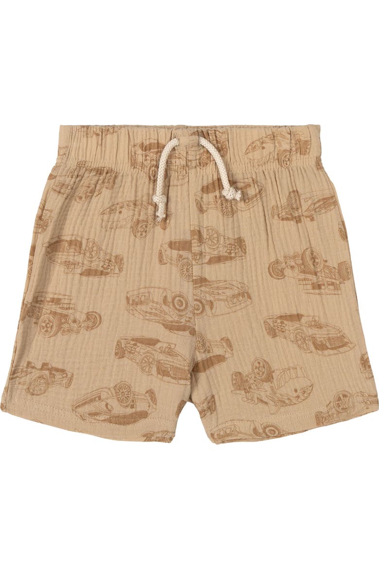 Racing Shirt Tee and Shorts Set, Alternate, color, Birch and Tan