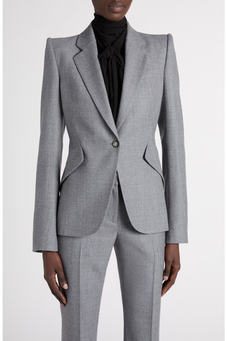 Single Button Wool Jacket, Main, color, GREY MELANGE