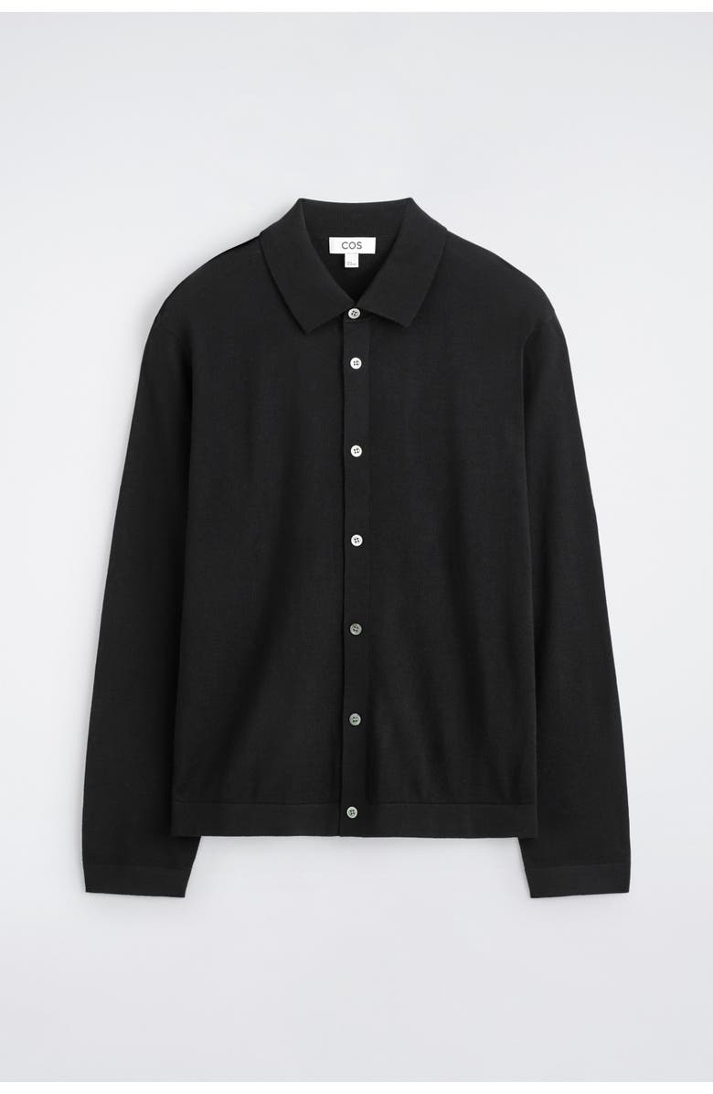 COS Knitted Merino Wool Shirt, Alternate, color, Black