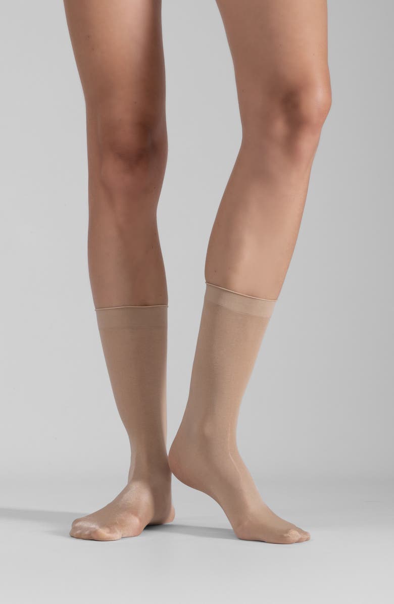 LECHERY<sup>®</sup> 2-Pack Lustrous Silky Sheer Crew Socks, Alternate, color, Natural