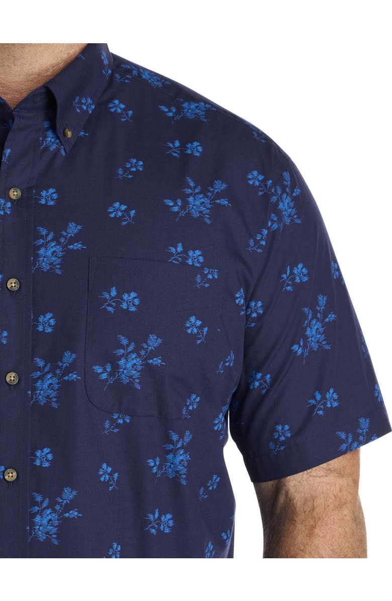 Harbor Bay by DXL Big & Tall Easy-Care Floral Print Sport Shirt, Alternate, color, Blue