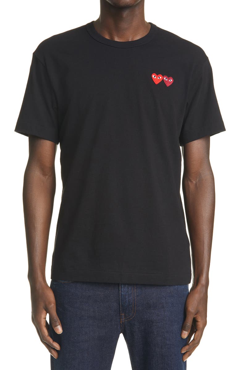Comme des Garçons PLAY Twin Hearts Slim Fit Jersey T-Shirt, Main, color,