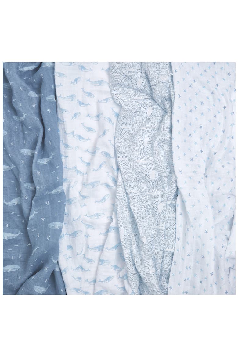 4-Pack Classic Swaddling Cloths, Alternate, color, OCEANIC BLUE