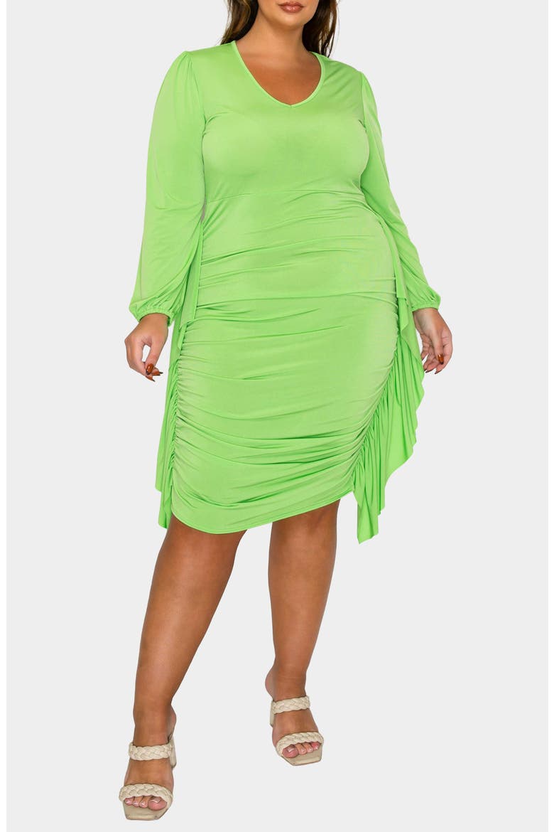 Nova Ruched Bodycon Dress, Alternate, color, LIME