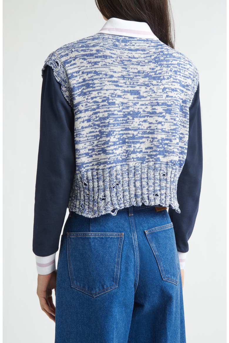 Disheveled Crop Cotton Sweater Vest, Alternate, color, MLB74ORION BLUE