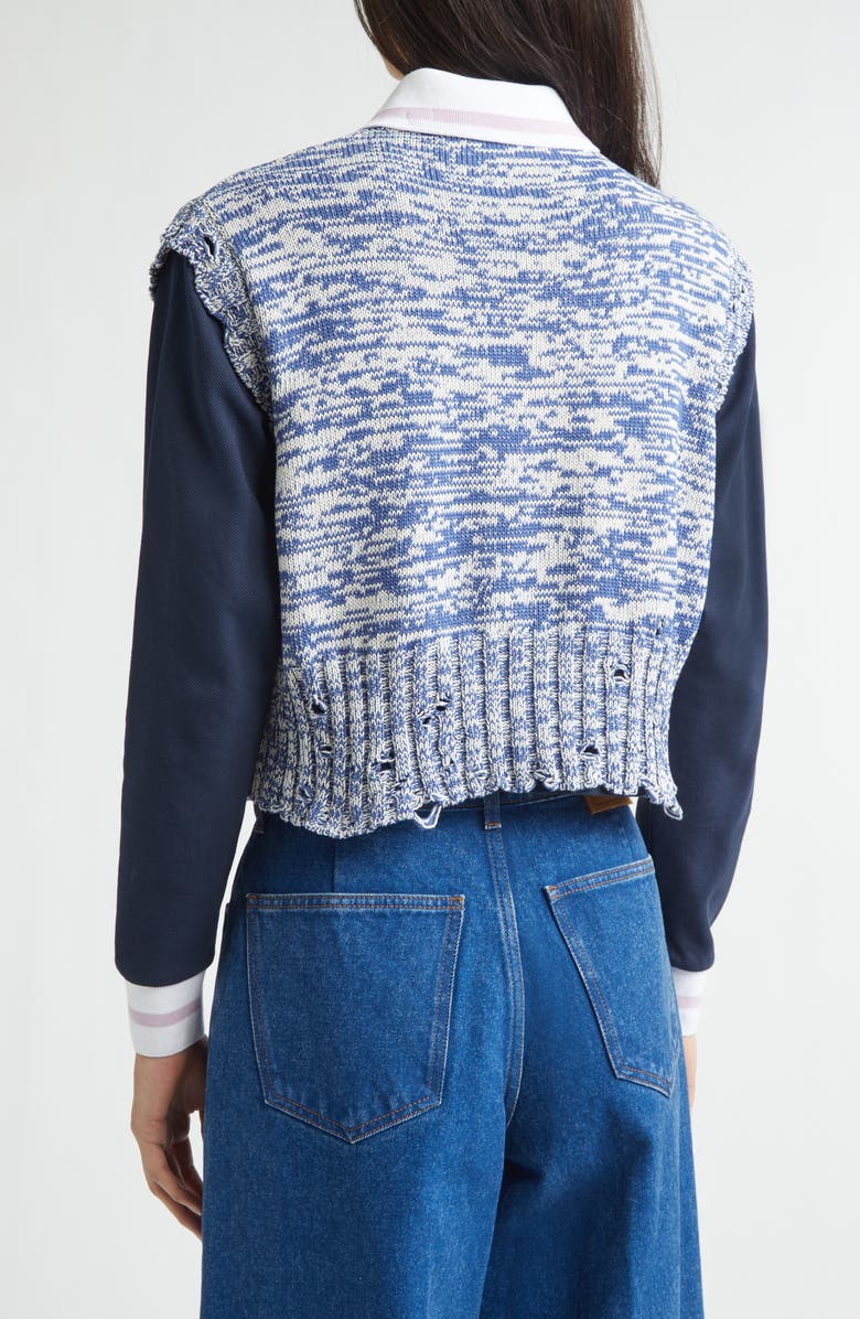 Marni Disheveled Crop Cotton Sweater Vest, Alternate, color, Mlb74orion Blue