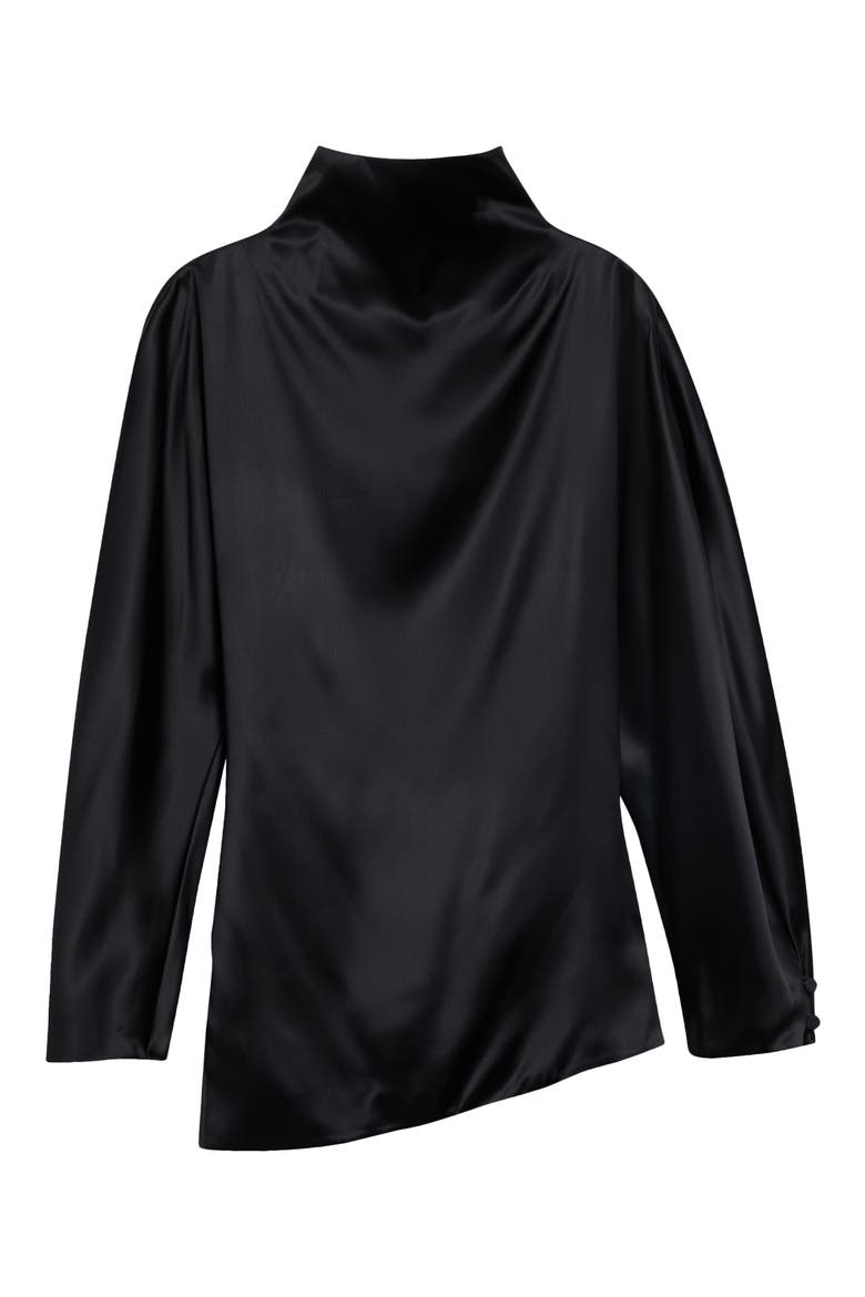 Harlow Funnel Neck Satin Top, Main, color, BLACK