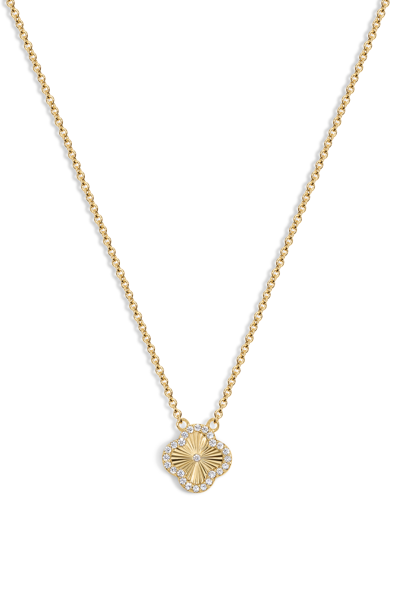 Mini Icon Clover Necklace, Main, color, Gold