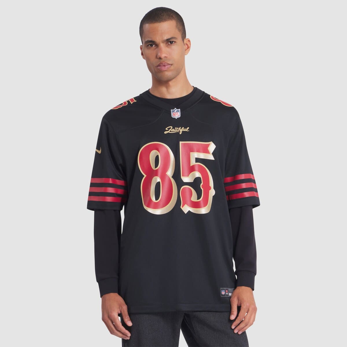 NIKE NFL コリン キャパニック ゲームシャツ 49ers 刺繍 迷彩 Nike Men's Nike George Kittle Black San Francisco 49ers 2025