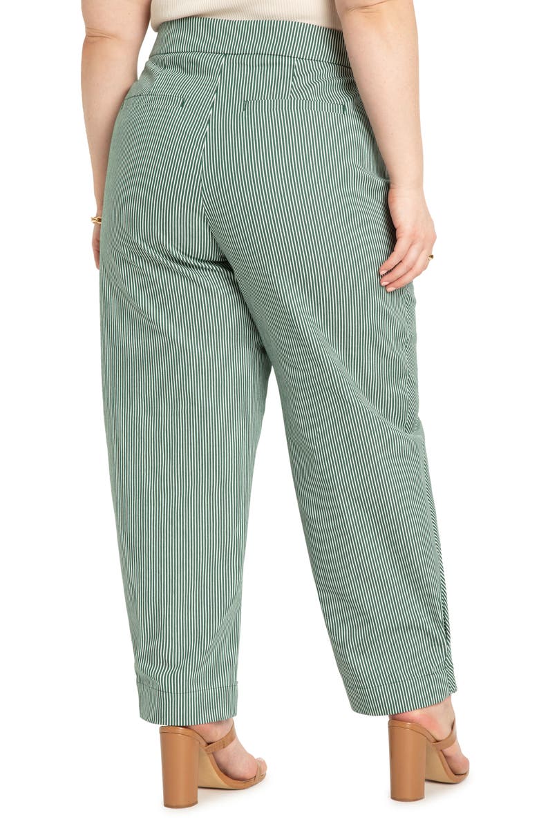 ELOQUII Stripe Cotton Blend Straight Leg Pants, Alternate, color, 