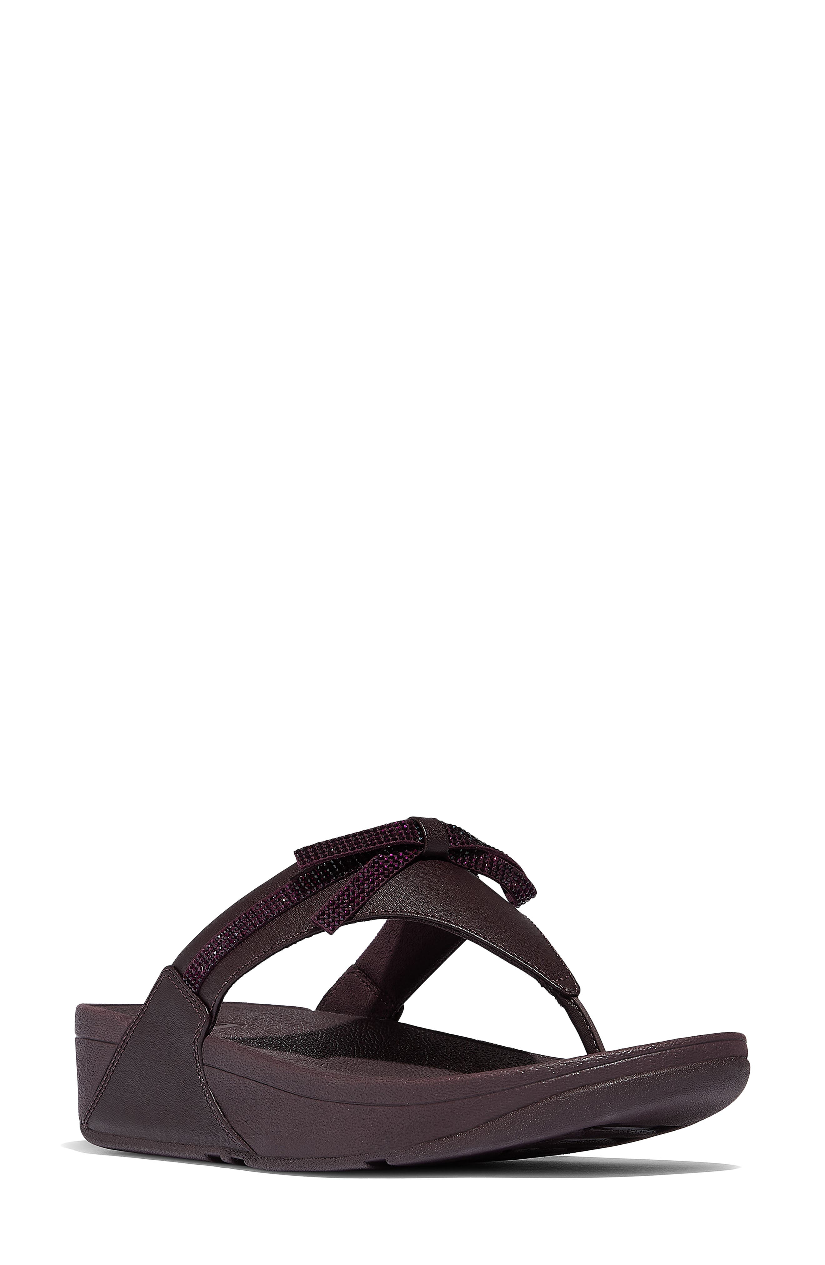 FitFlop Lulu Glitz Bow Post Toe Wedge Sandal