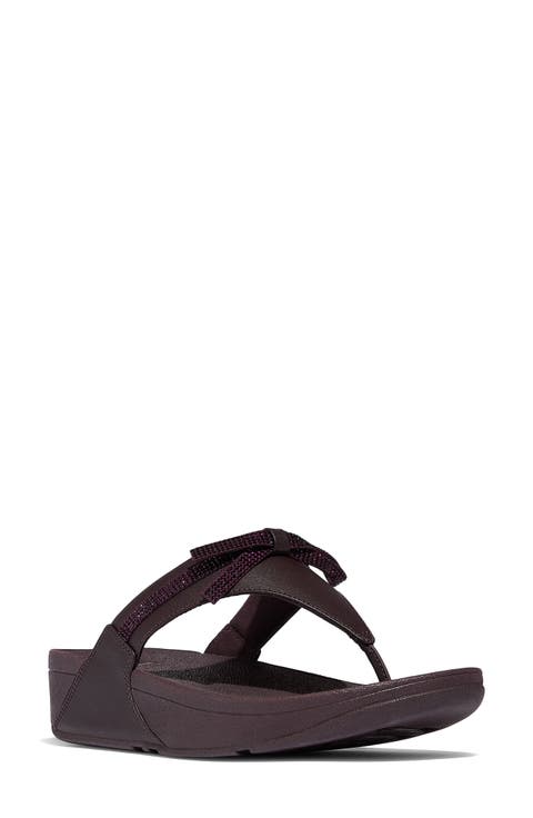 Lulu Glitz Bow Post Toe Wedge Sandal (Women)