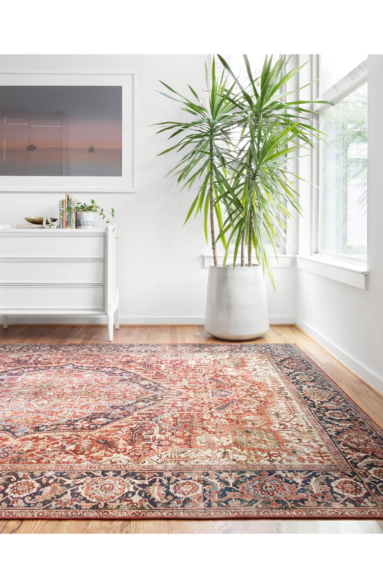 LOLOI Layla Accent Rug - Red/Navy - 5'0" x 7'6", Alternate, color, Red / Navy