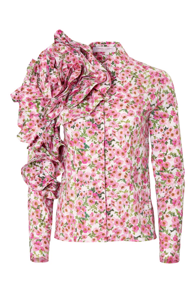 Anemone Print Dramatic Rosette Blouse, Alternate, color, WHITE MULTI
