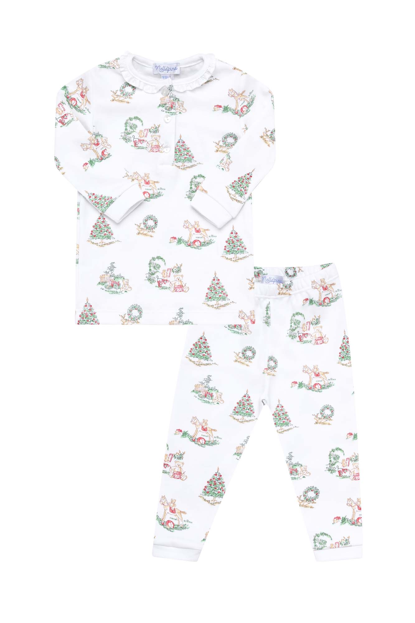 Nellapima Kids'  Pima Cotton Christmas Toile Pajamas In Multi