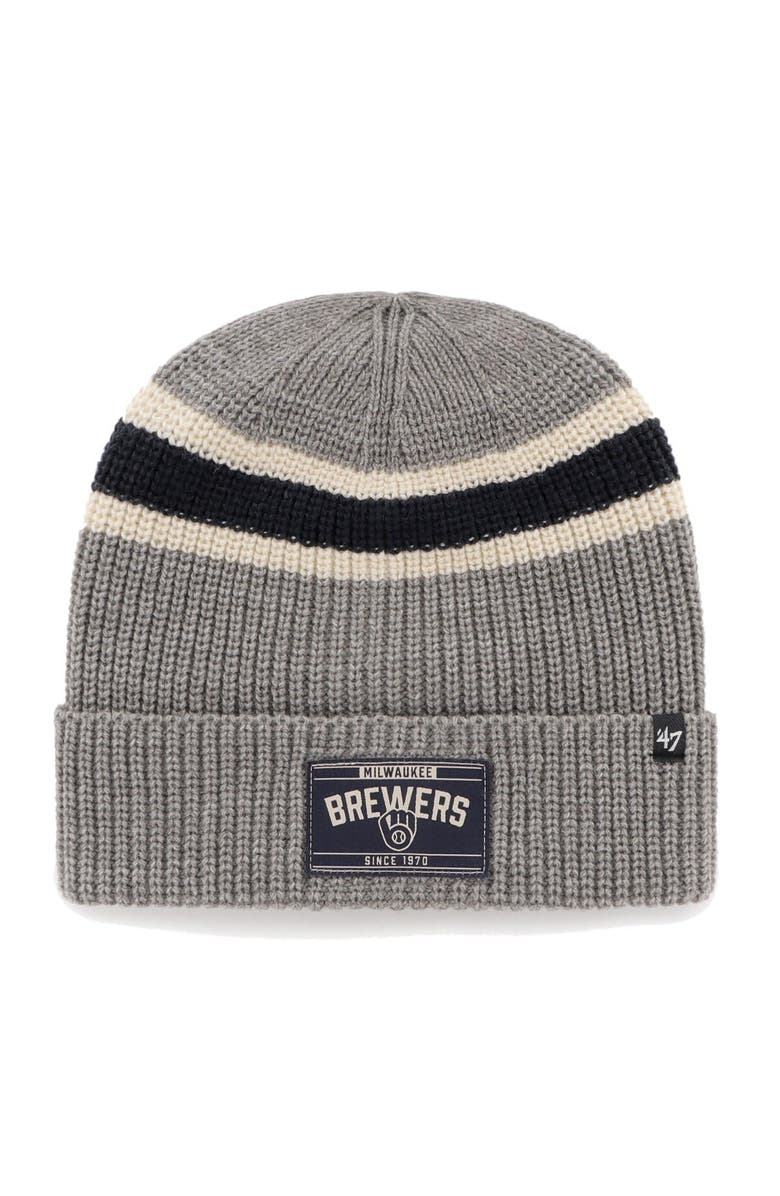 '47 Men's '47 Graphite Milwaukee Brewers Penobscot Cuffed Knit Hat, Main, color, Graphite