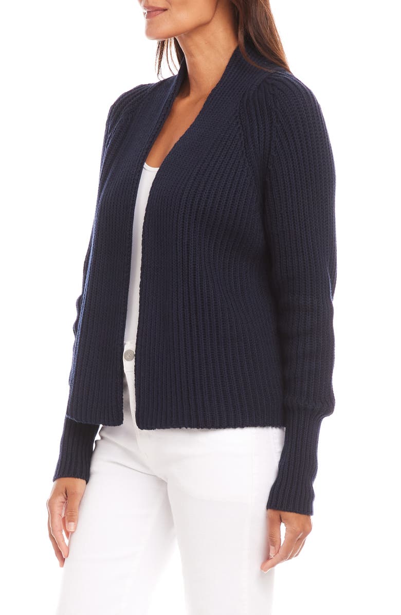 Karen Kane Open Front Rib Cardigan, Alternate, color, Navy
