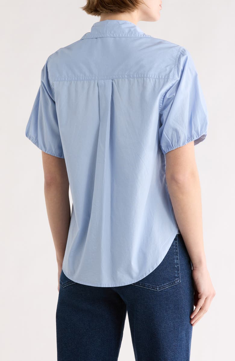 beachlunchlounge Corey Short Sleeve Cotton Button-Up Shirt, Alternate, color, Misty Blue