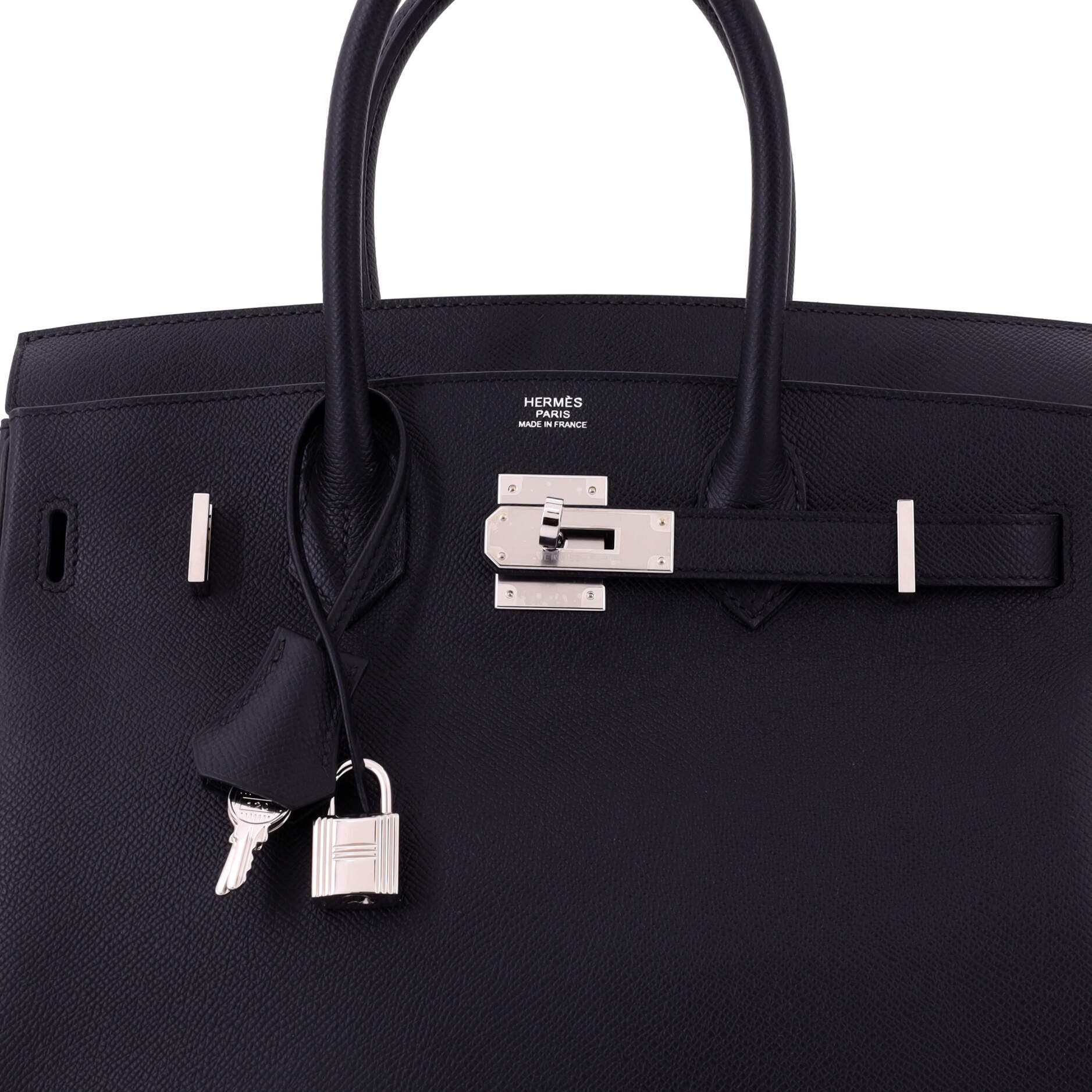 Pre-Owned Hermes Birkin Handbag Black Epsom with Palladium Hardware 30, Alternate, color, Noir