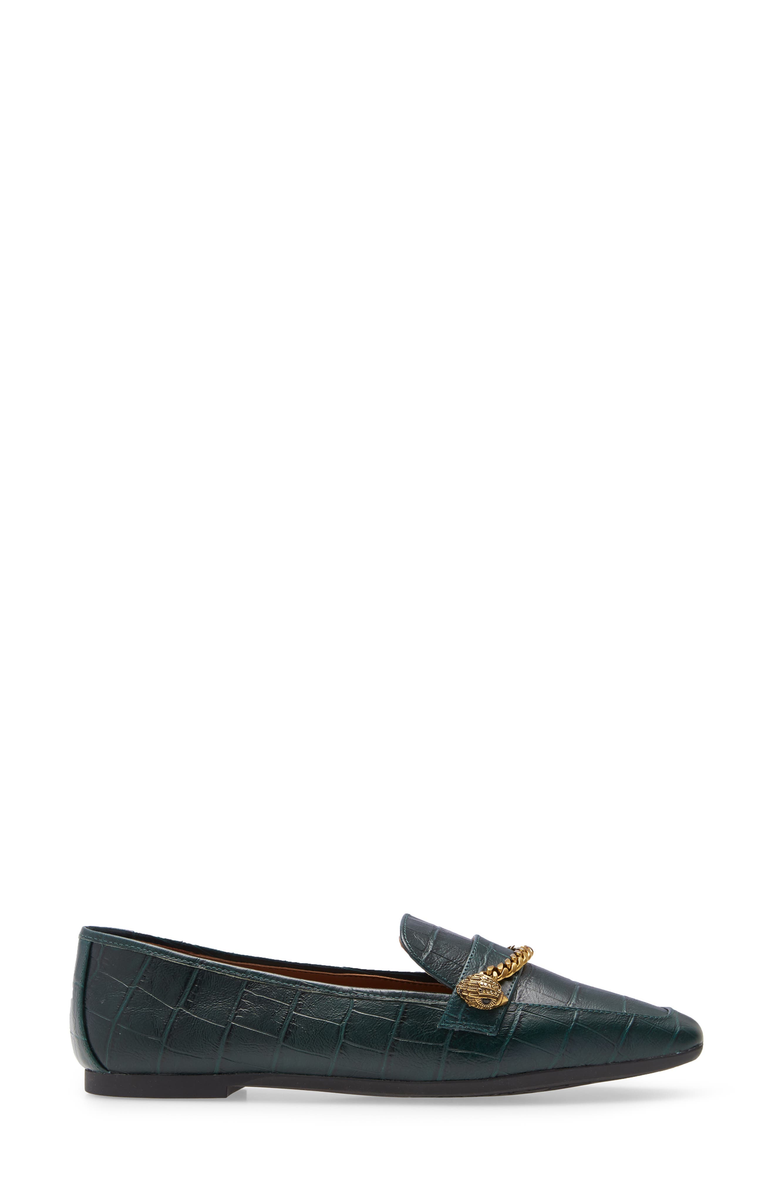 Camilla Croc Embossed Loafer, Alternate, color, DARK GREEN CROC