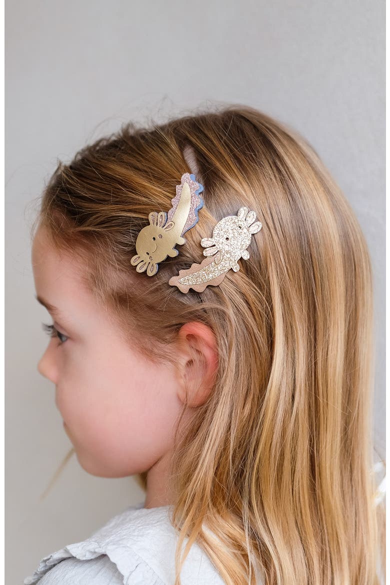 Kids' Axolotl Assorted 2-Pack Hair Clips, Alternate, color, GOLD