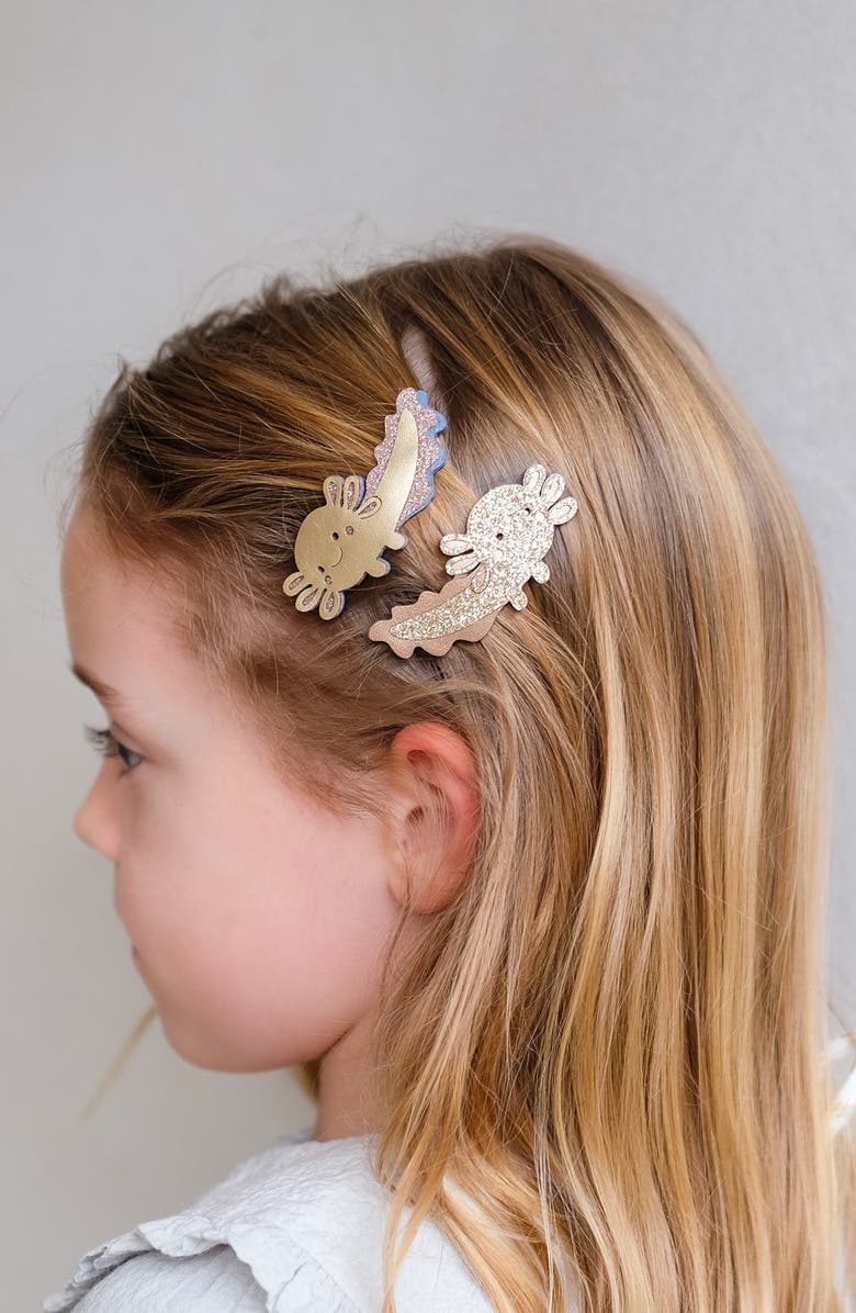 Mimi & Lula Kids' Axolotl Assorted 2-Pack Hair Clips, Alternate, color, Gold