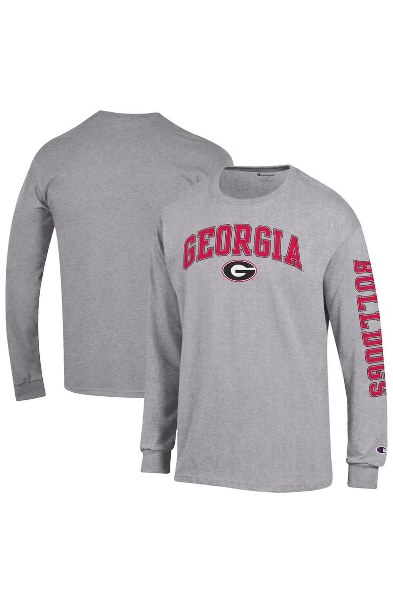 Champion Men's Champion  Heather Gray Georgia Bulldogs Arch Over Logo 2-Hit Long Sleeve T-Shirt, Alternate, color, Heather Gray