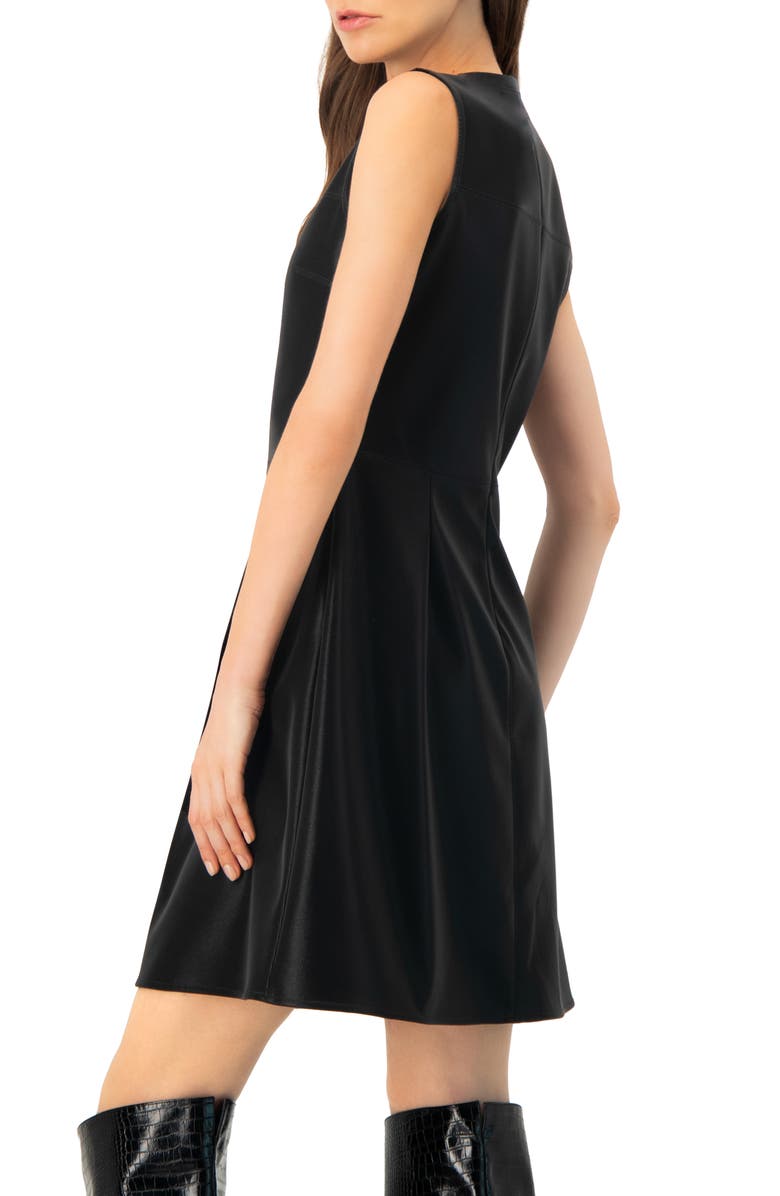 IVONNE Sleeveless High Shine A-Line Dress, Alternate, color, Black