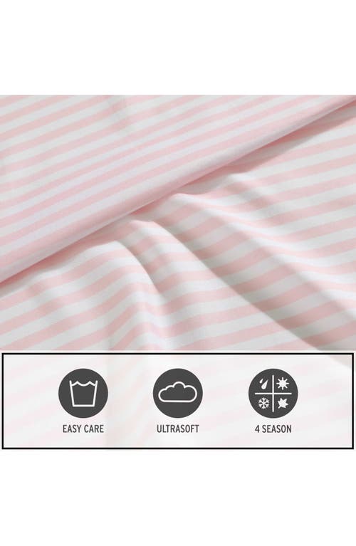 Eddie Bauer Little Stripe Microfiber Sheet Set In Light Pink/white