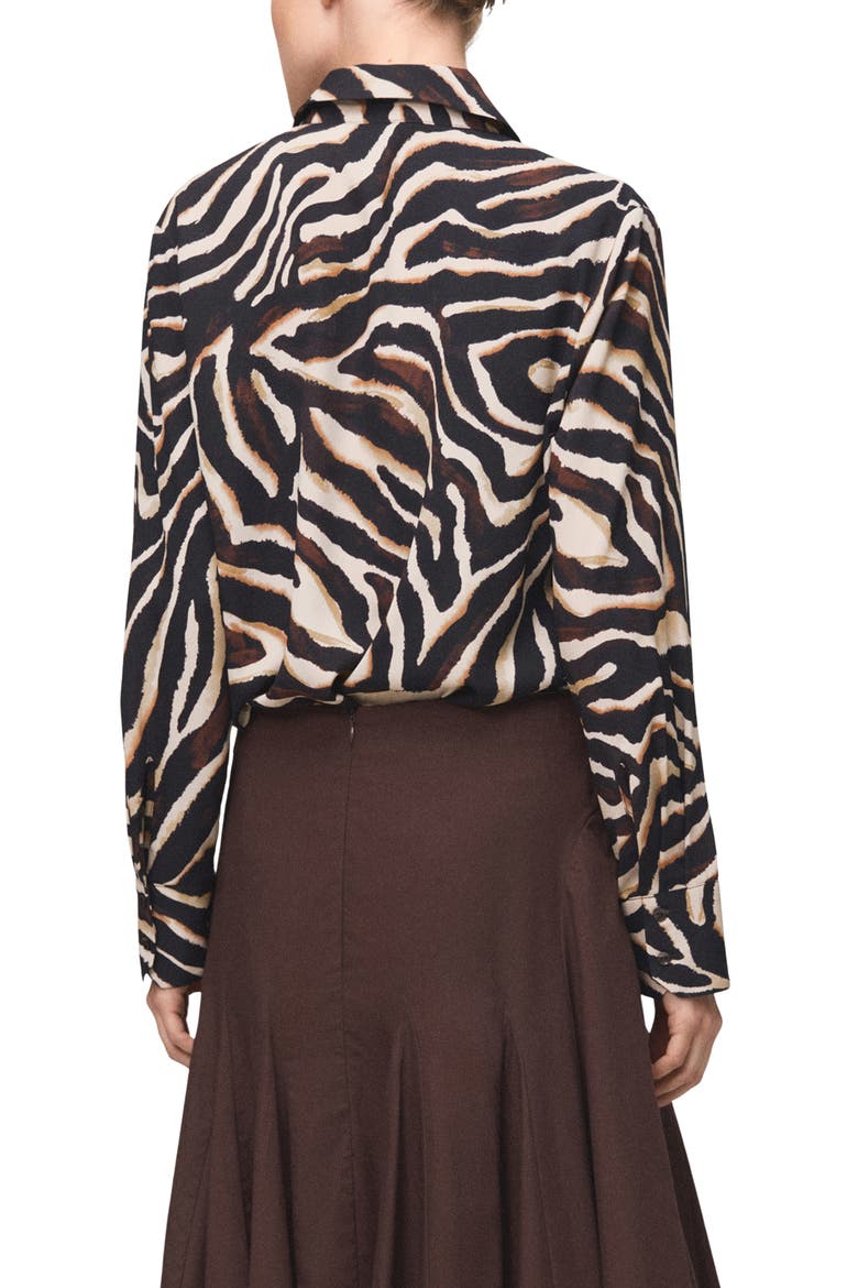 Dot Print Button-Up Shirt, Alternate, color, BLACK