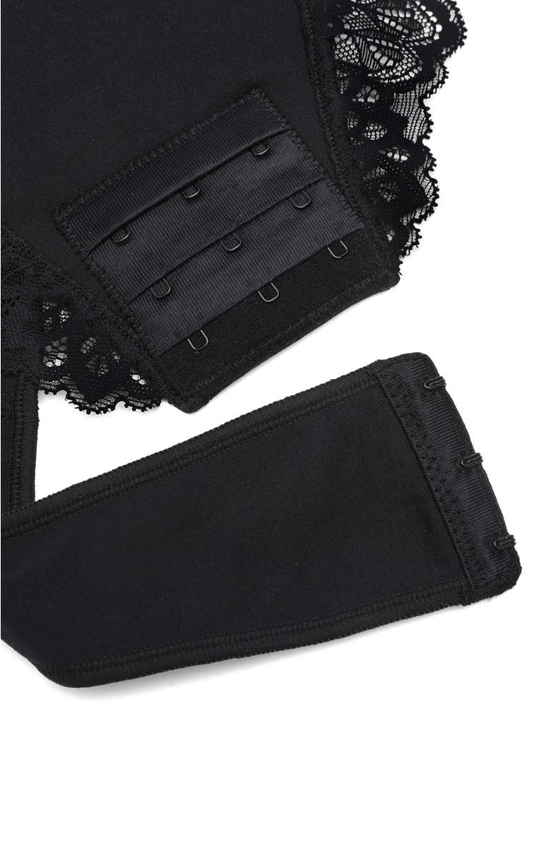 Popilush Plus Size Shapewear Lace Deep V-Neck Sculpting Thong Bodysuit, Alternate, color, Midnight Black