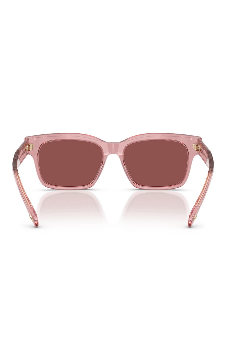 55mm Rectangular Sunglasses, Alternate, color, TRANSPARENT LIGHT PINK / WINE