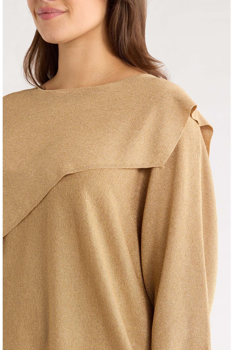 Asymmetrical Cape Sweater, Alternate, color, LIGHT GOLD