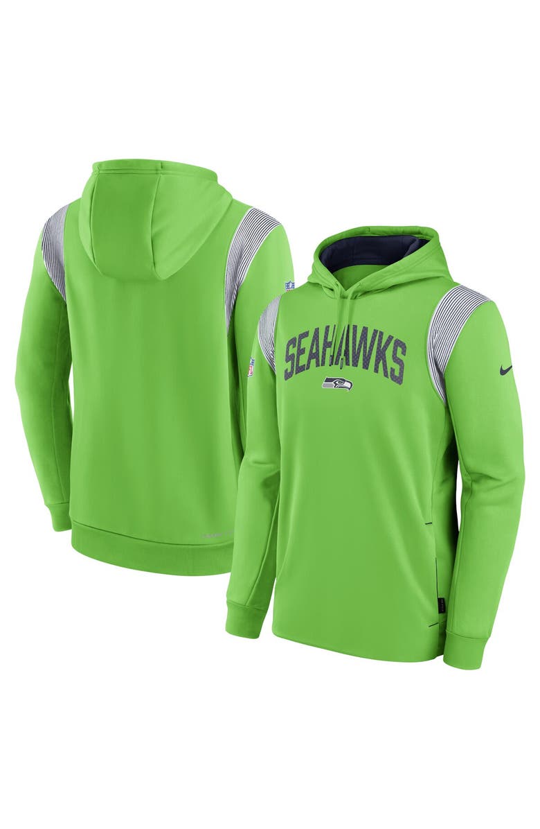 Nike Men's Nike Neon Green Seattle Seahawks Sideline Athletic Stack Performance Pullover Hoodie, Main, color, Neon Green