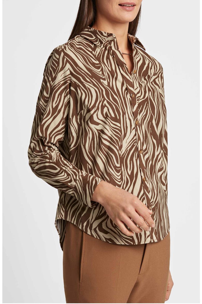 Haven Zebra Corduroy Button-Up Shirt, Alternate, color, BROWN