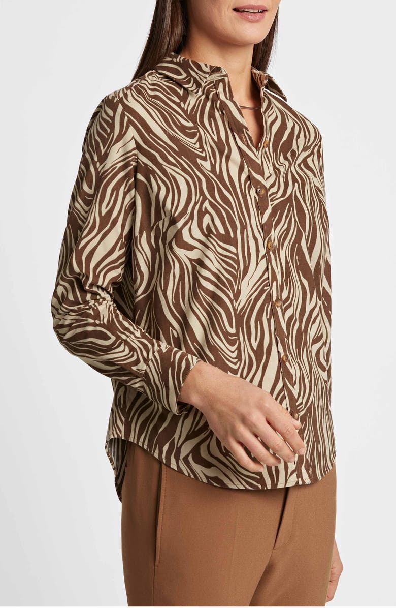 Foxcroft Haven Zebra Corduroy Button-Up Shirt, Alternate, color, Brown