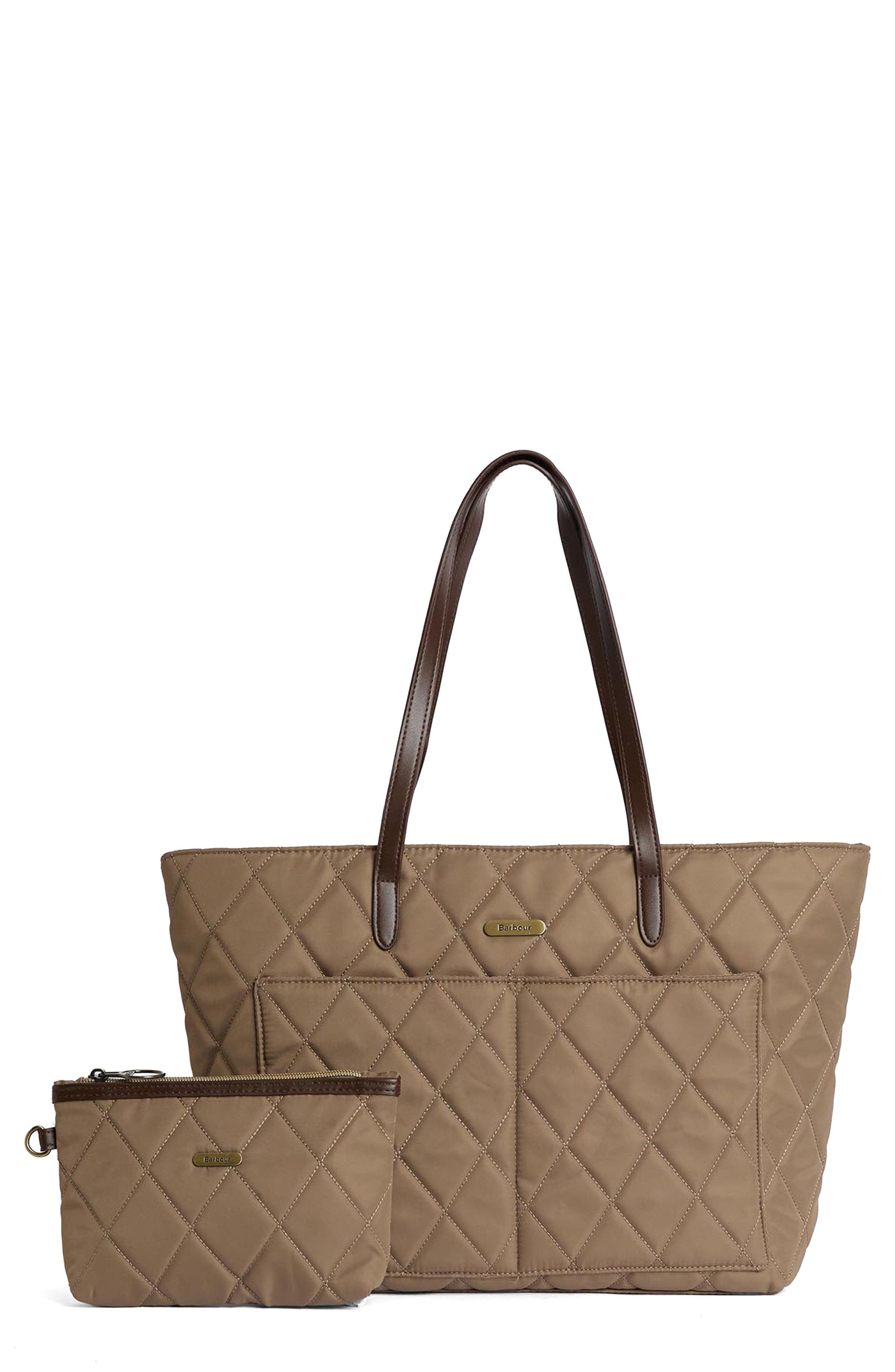 Barbour Quilted Nylon Tote, Main, color, 