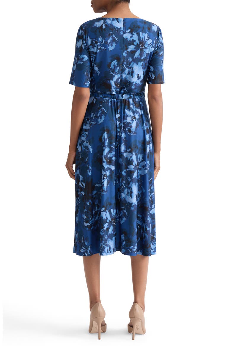 Floral Belted A-Line Dress, Alternate, color, BLUE NIGHT MULTI