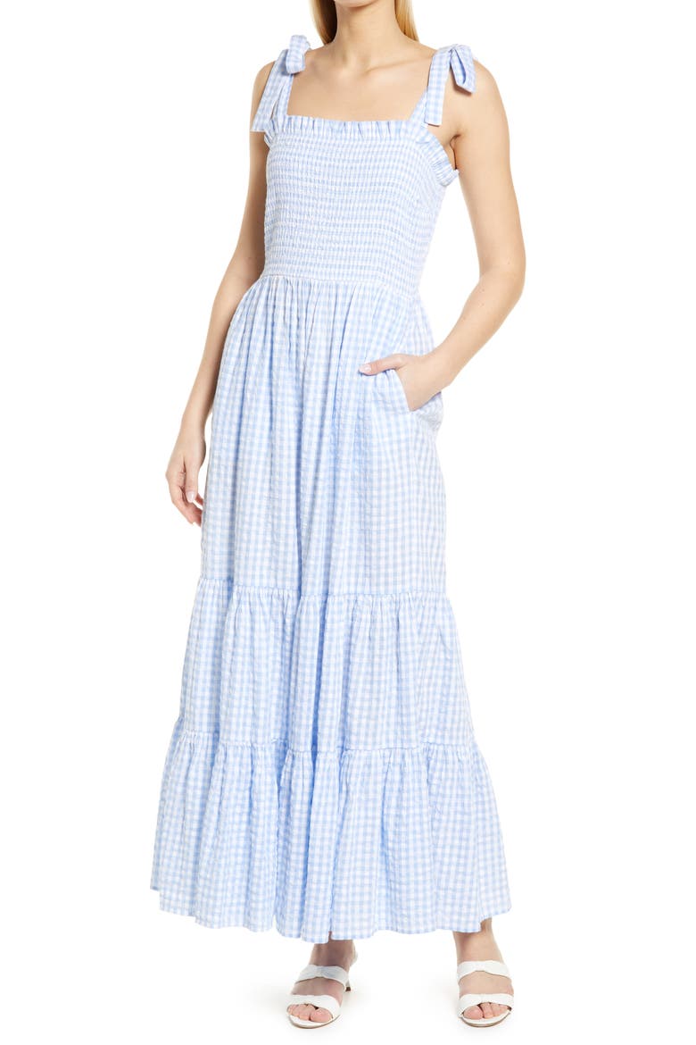 Matching Family Moments Gingham Sundress, Main, color, BLUE SERENITY- WHITE GINGHAM