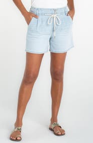 Liverpool Los Angeles Pleat Front Denim Drawstring Shorts