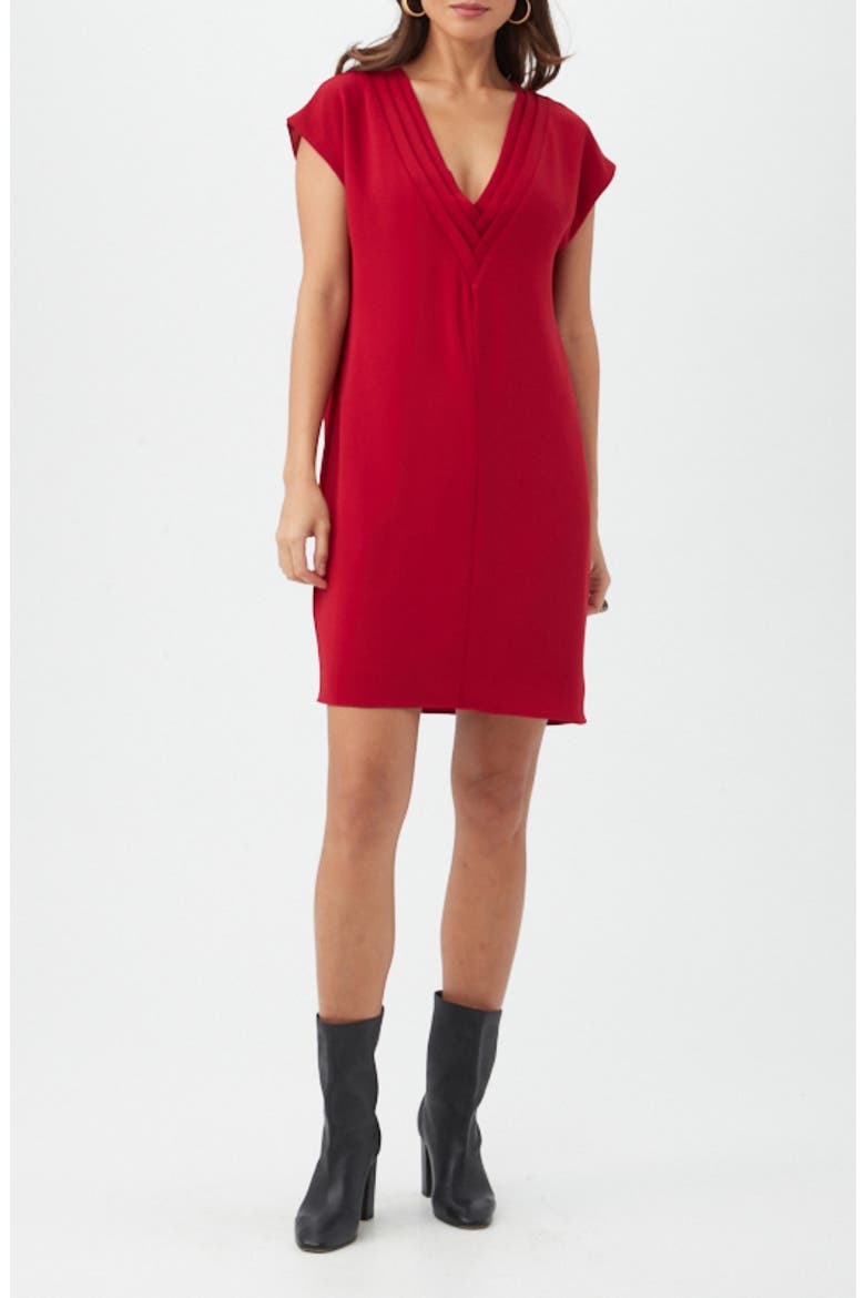 Zula Pleated Shift Dress, Main, color, ROSELLE RED