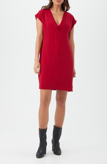 Trina Turk Zula Pleated Shift Dress In Red