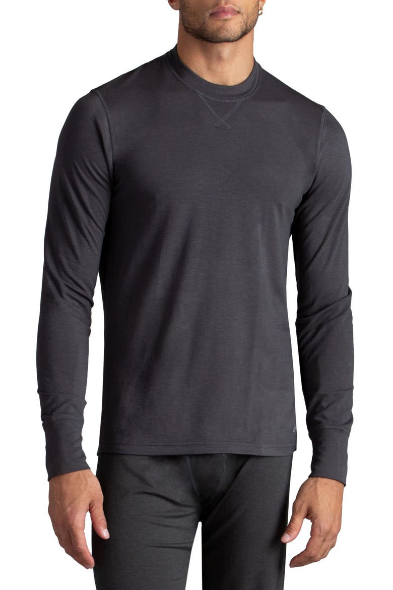 Men's Heat Baselayer Thermal Long Sleeve Crew Undershirt, Main, color, Charcoal