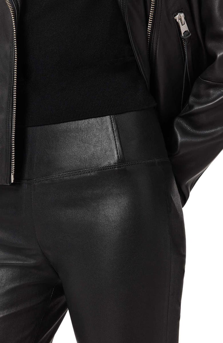 AllSaints Cora Leather Leggings, Alternate, color, Black