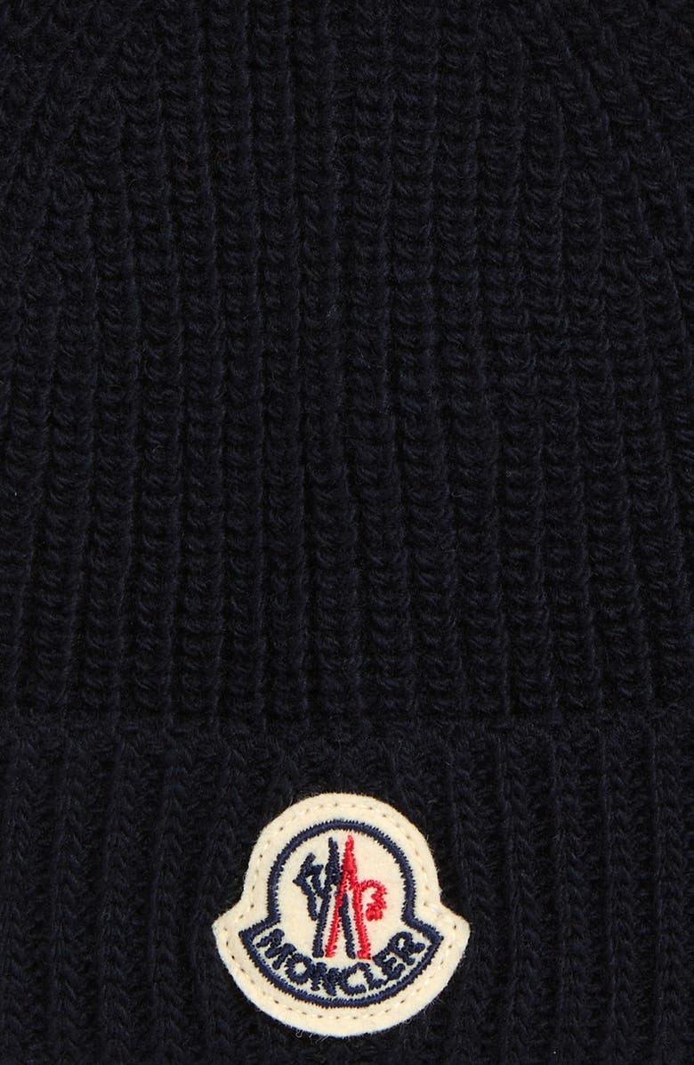 Moncler Kids' Tricolor Stripe Virgin Wool Beanie, Alternate, color, Navy