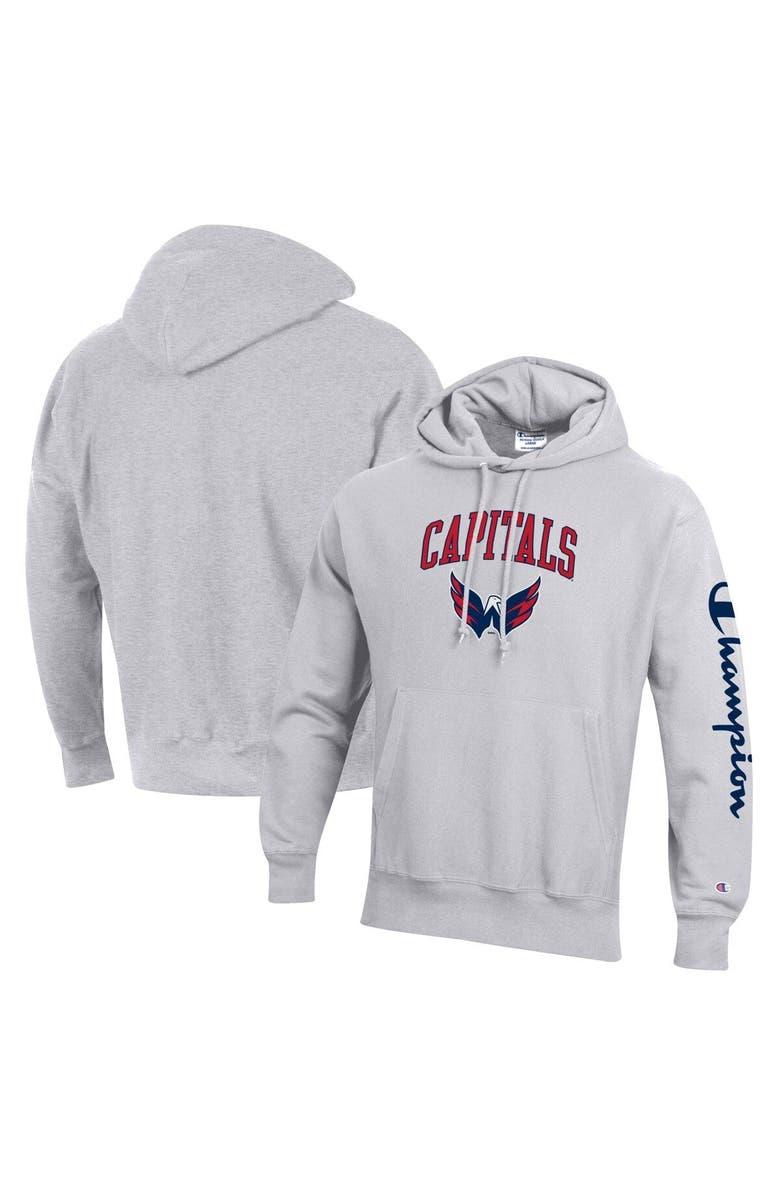 Champion Men's Champion Heather Gray Washington Capitals Reverse Weave Pullover Hoodie, Main, color, Heather Gray
