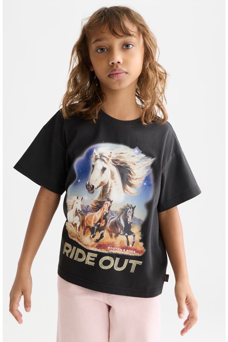 Kids' Horse Organic Cotton Graphic T-Shirt, Alternate, color, METEORITE