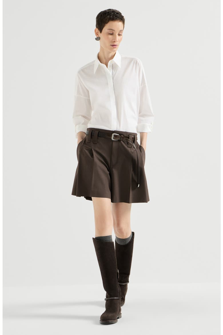 Tropical luxury wool formal shorts with monili, Alternate, color, Coffee