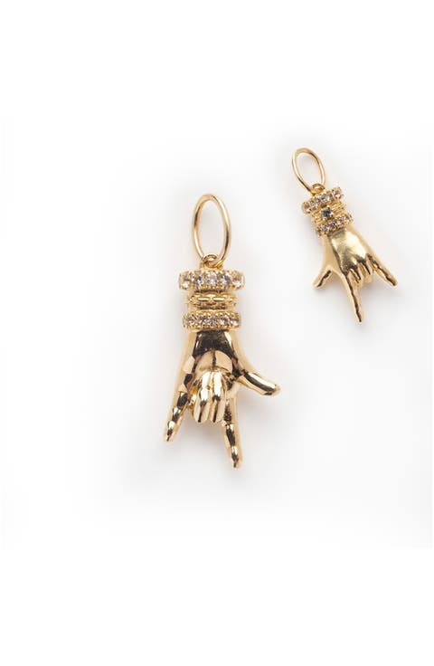 Solid 9K Gold I Love You Body Language Charm